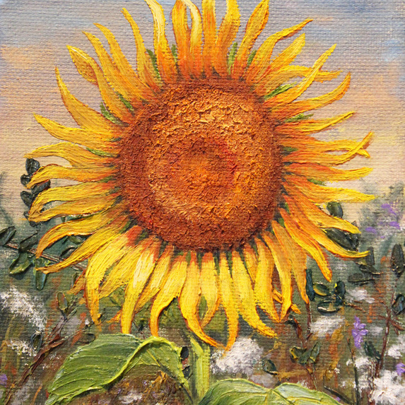 "Afternoon Sunflower" 5x7 Oil